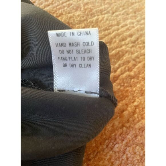 ODDY EMBROIDERED WAIST TIE CUPRO BLEND BLACK WOMEN LONG SLEEVE BLOUSE XL - Picture 6 of 7